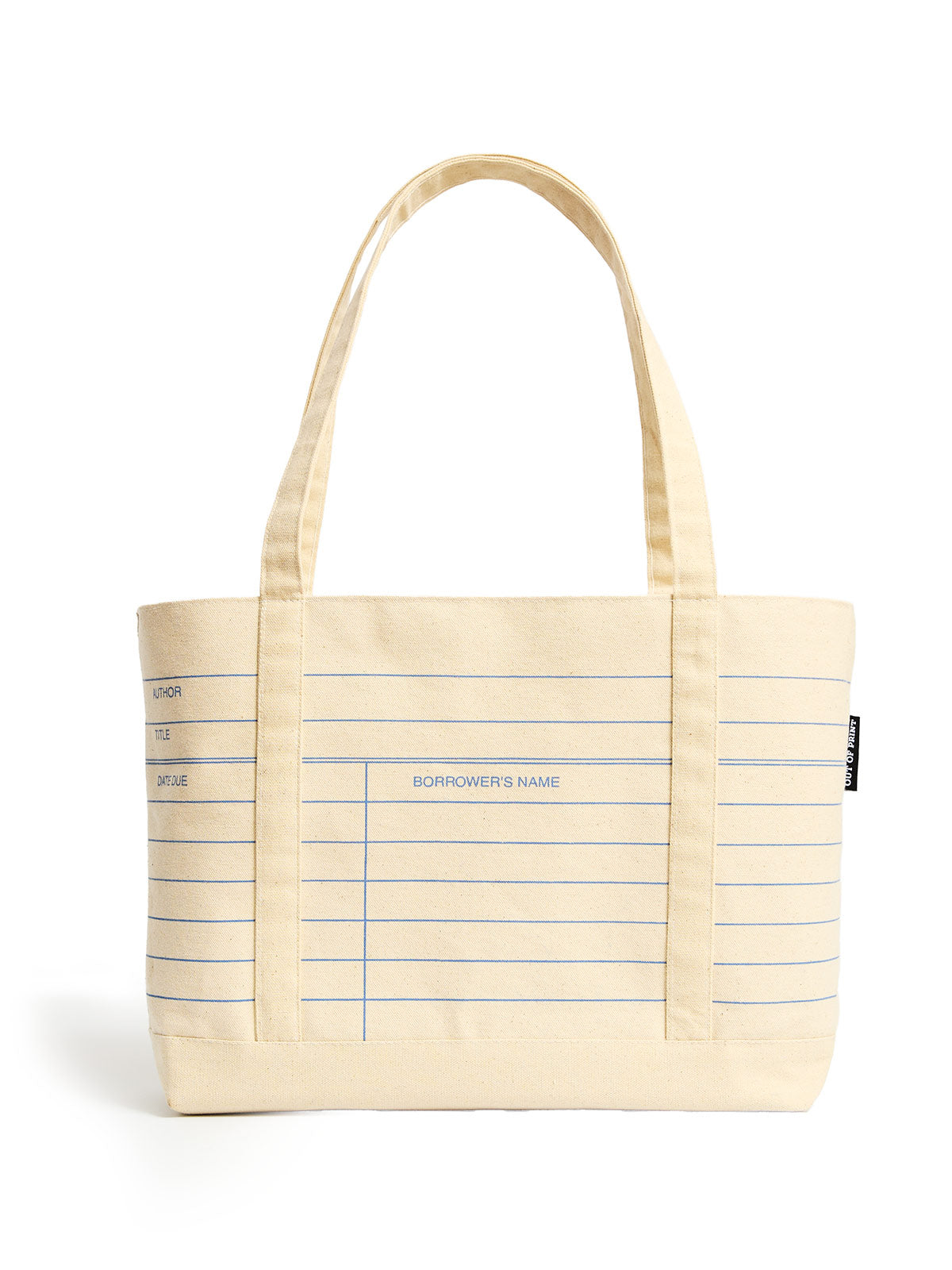Library Card: Natural large zippered tote