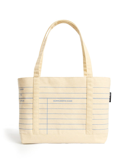 Library Card: Natural large zippered tote