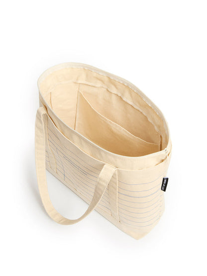 Library Card: Natural large zippered tote