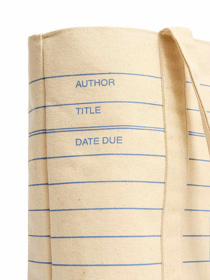 Library Card: Natural large zippered tote