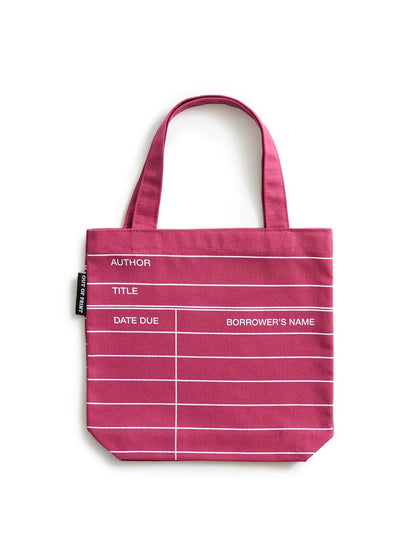 Library Card: Maroon mini tote bag